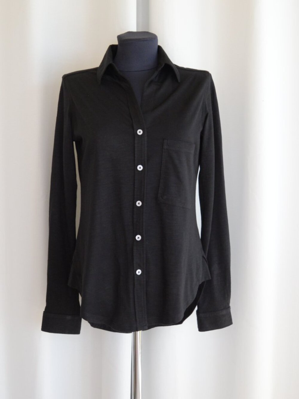 CHRLDR Amrat Jersey Blouse Button Up Black Sz S - Picture 2 of 8